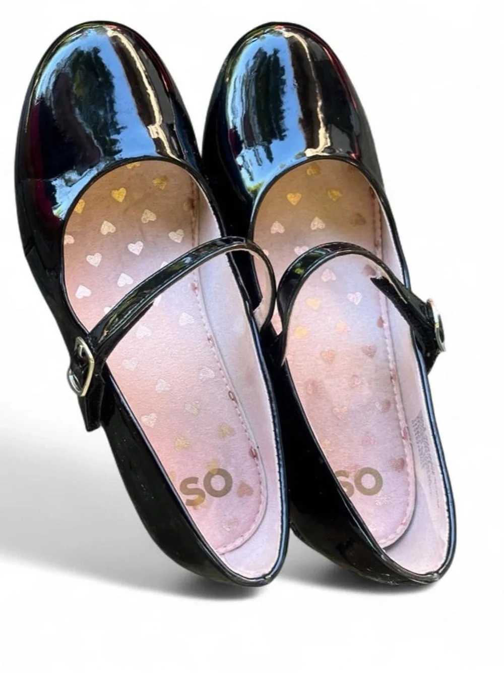 Kohl's Black Patent Mary Jane Shoes with Heart Lining